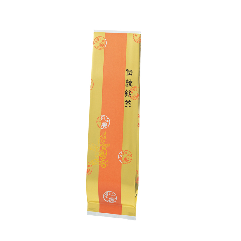 ガゼット袋 茶紋〈オレンジ〉100g