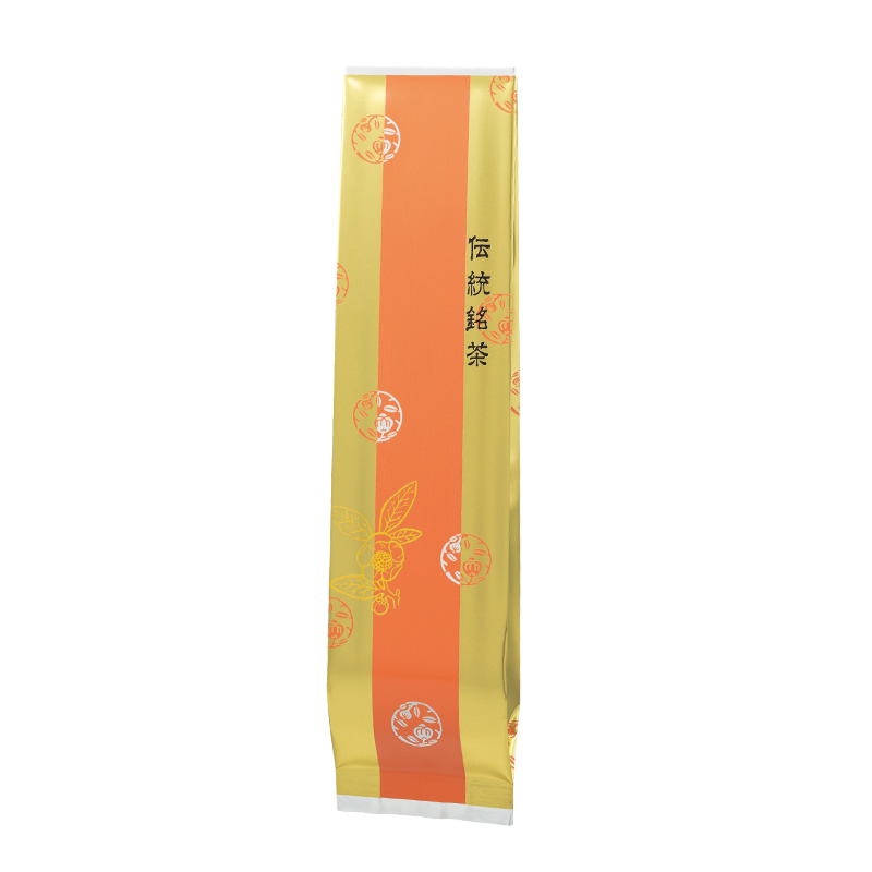 ガゼット袋 茶紋〈オレンジ〉200g